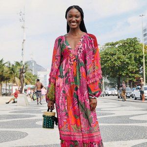 Farm Rio Pink Cool Leopards Maxi Dress (New with Tags)